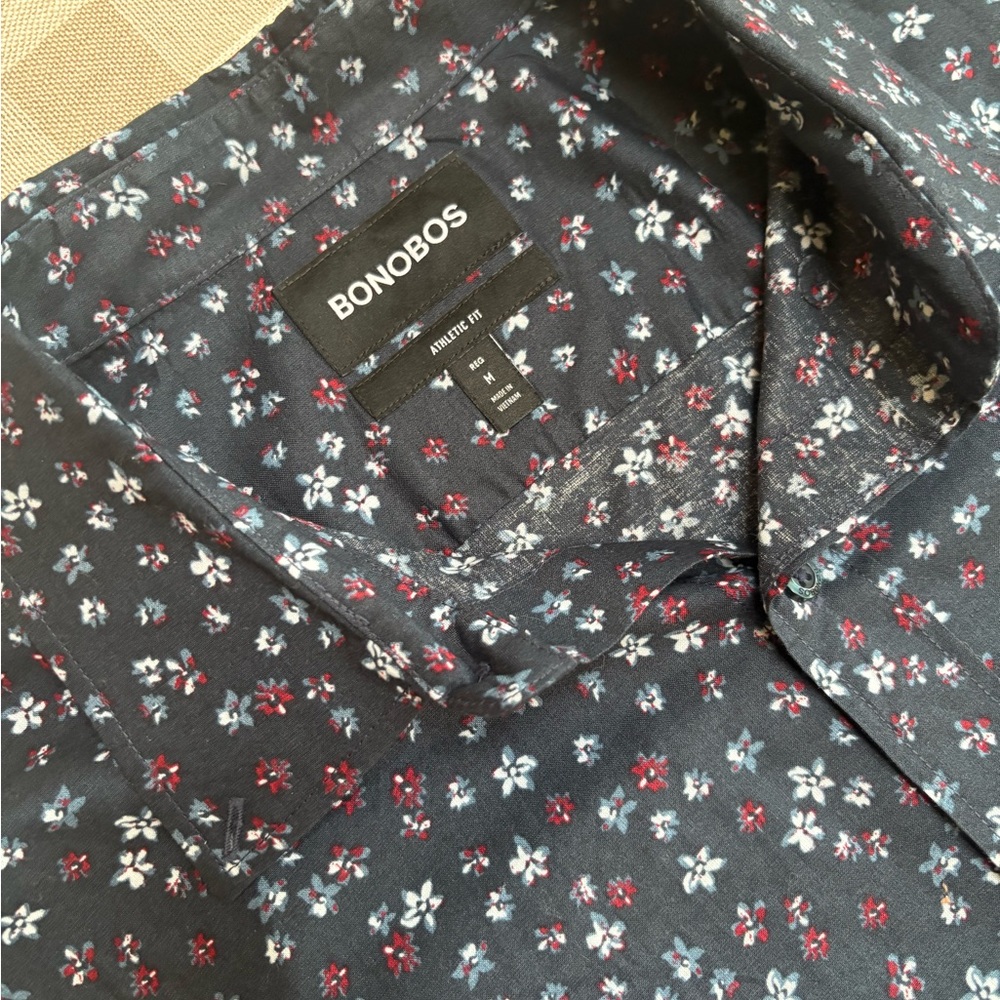 Bonobos Navy Floral Button Down Shirt - Picture 5 of 7
